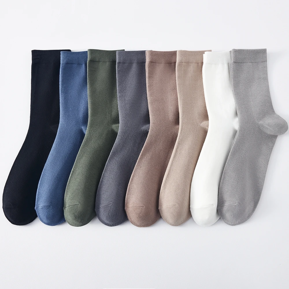 6 Pairs EUR44-50 Plus Size Men Socks High Quality Cotton Socks Breathable Mid Tube Sports Business Socks Black White