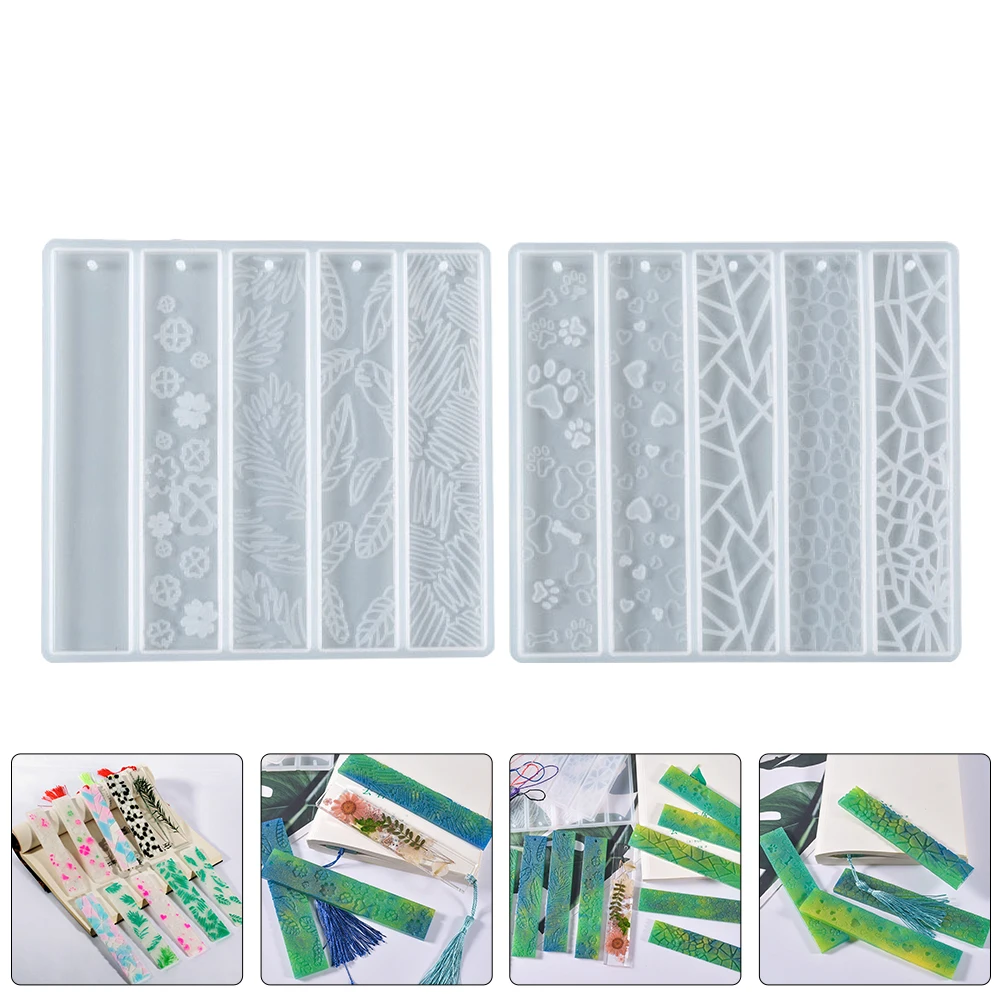 

2pcs Silicone Bookmark Molds Reusable Epoxy Resin Diy Craft Tool Durable Smooth Surface For Students School Supplies Book Marker