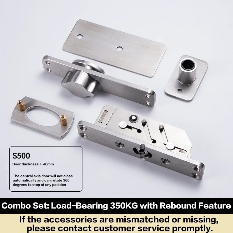 Heavy Duty Wood Door Invisible Door Hinge With Center Axis 360° Rotation Positioning Floor Spring No Groove Installation Kit