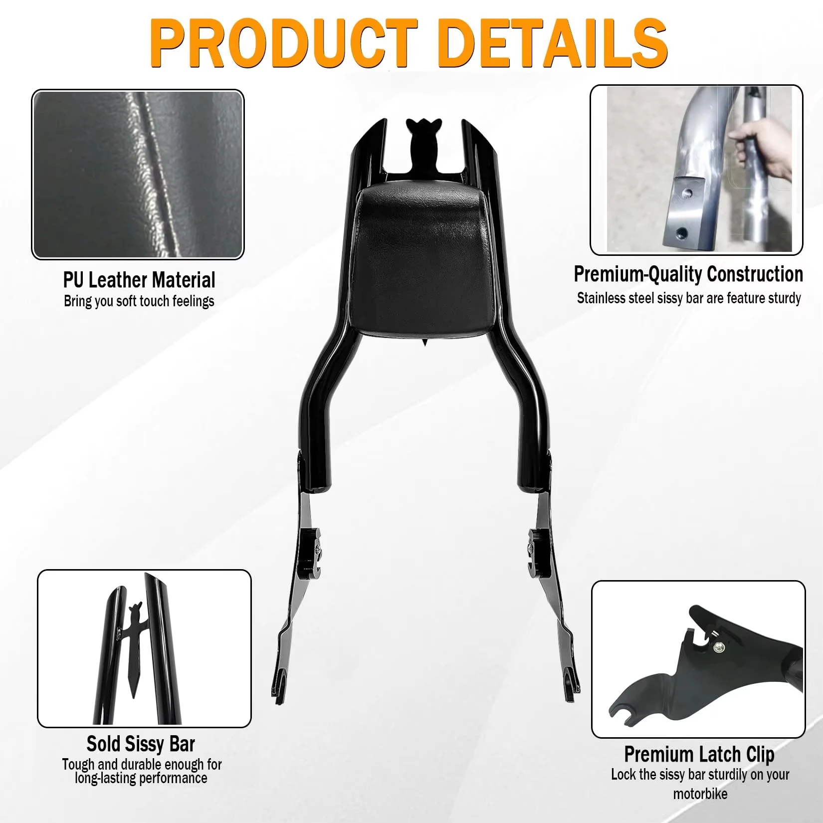 For Harley Touring Electra Street Glide Road King Ultra CVO Limited 2009-2026 Detachable Motorcycle Rear Backrest Sissy Bar