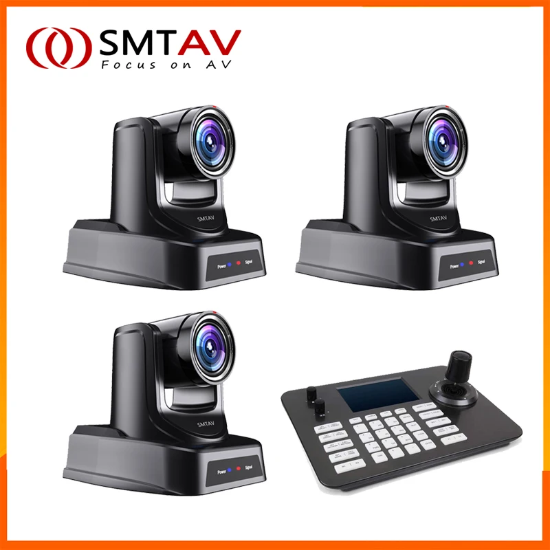 

3pcs SMTAV 20x + 16x Zoom NDI HX 4.5 3G-SDI IP Outputs PTZ Camera Live Streaming Camera for Church Business with PTZ controller