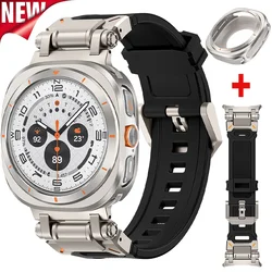 Metal Case+Silicone Strap for Samsung Galaxy Watch 7 Ultra 47mm Metal Protective Case Cover Sport Bracelet for Galaxy Ultra 47mm