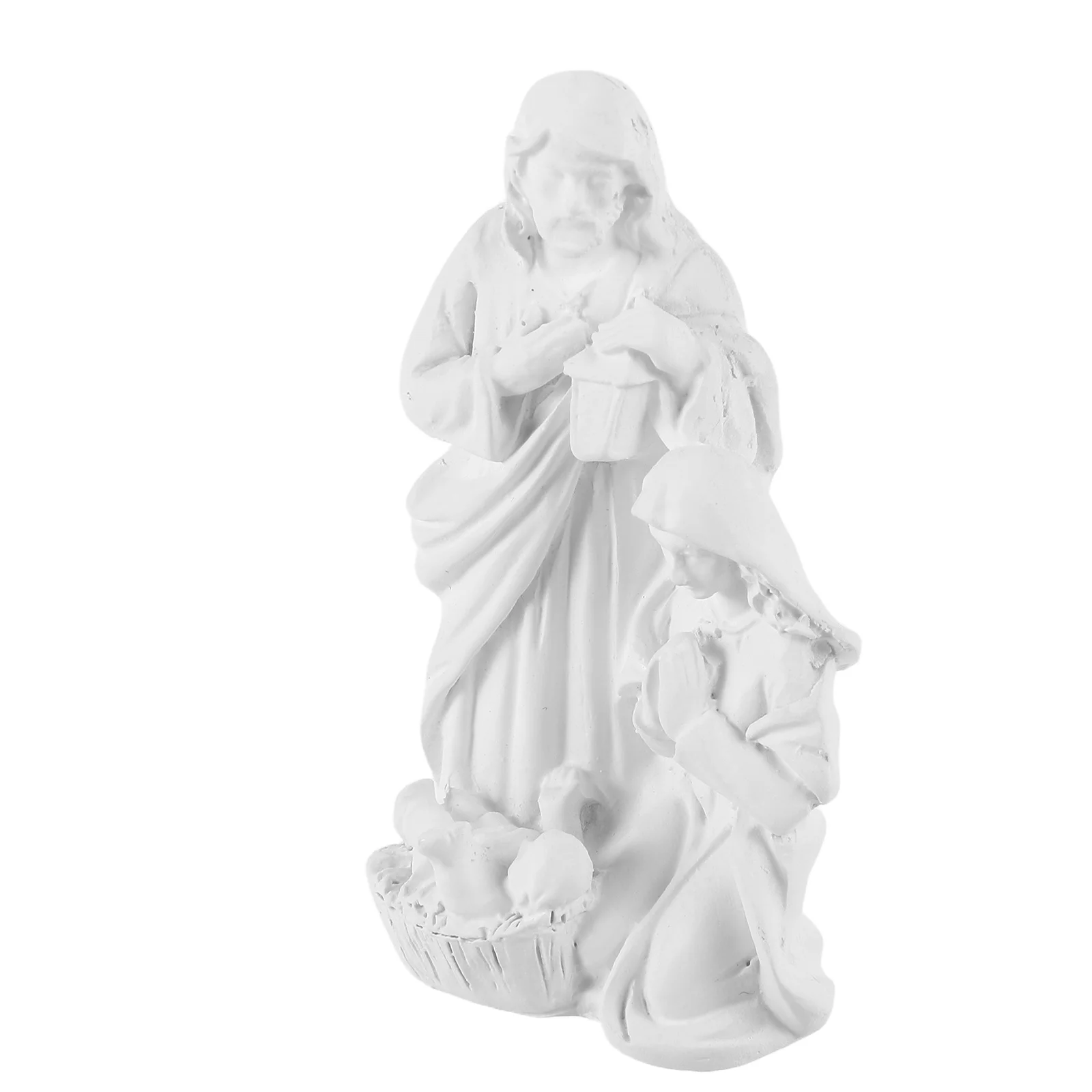 

Detailed Resin Home Decor: Mexican Cultural Family Statuette with Christ Child - Holiday Mantel Display - Church Interior Accent