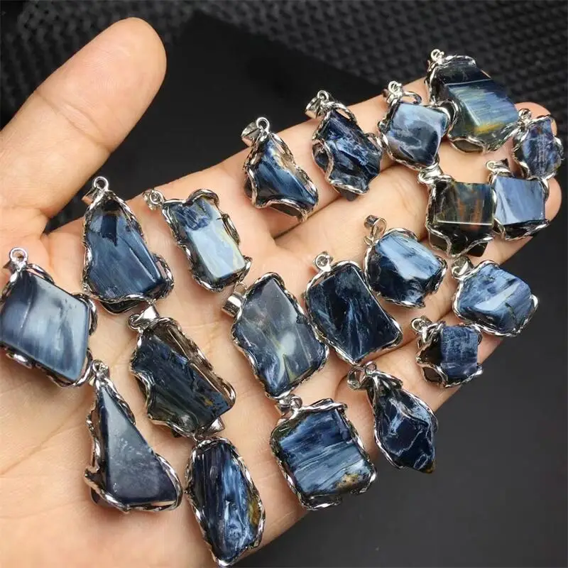 S925 Natural Peter Stone Specimen Freeform Pendant Fashion Fengshui Crystal Jewelry Holiday Gift 1PCS