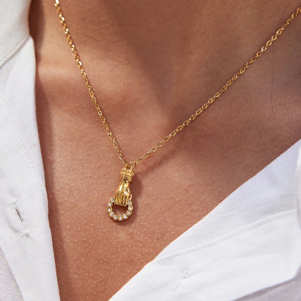 Zora فريدة من نوعها الصداقة اليد التعميم الجوف قلادة قلادة المرأة مقاوم للماء الفولاذ المقاوم للصدأ المجوهرات الكلاسيكية أفضل هدية #2