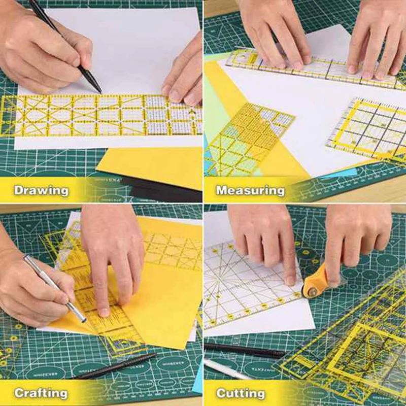 Quilting Rulers Ruler Quilting Templates Fabric Cutting Ruler With Non-Slip Rings