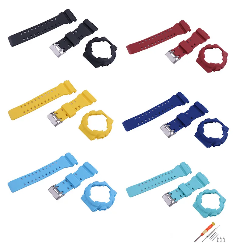 

16mm men's resin watch strap and case compatible for Casio GA-100/110/120/140 GLS-100 GAX-100 GD-100/110 women rubber wristband