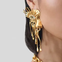 High Quality Metal Golden Plated Eyes Dangle Earrings For Women Jewelry New Arrival Fashion Exaggerated Lady Ears' Accessories