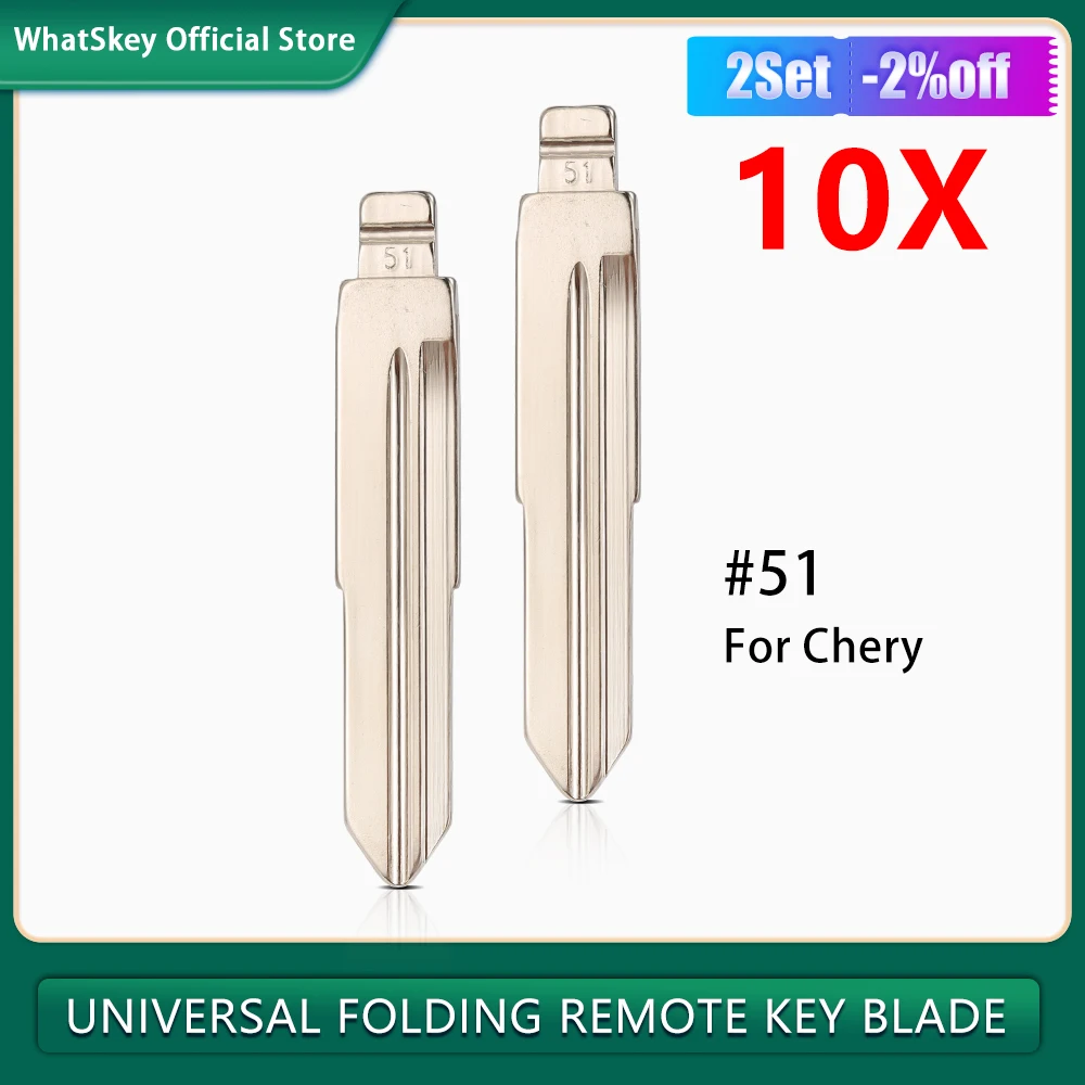 10Pcs/Lot No.51 Car Key Blade Blank Folding Remote Blade #51 For Chery Tiggo A3 A5 Flip Key Uncut Blade