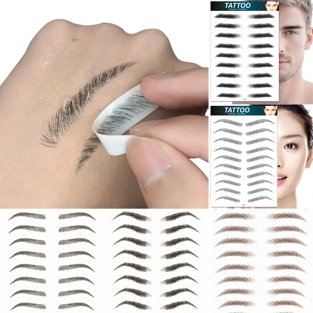 4D pelo como cejas maquillaje impermeable tatuaje de cejas pegatina de larga duración Natural pegatinas de cejas postizas cosméticos 10 pares 1 pieza