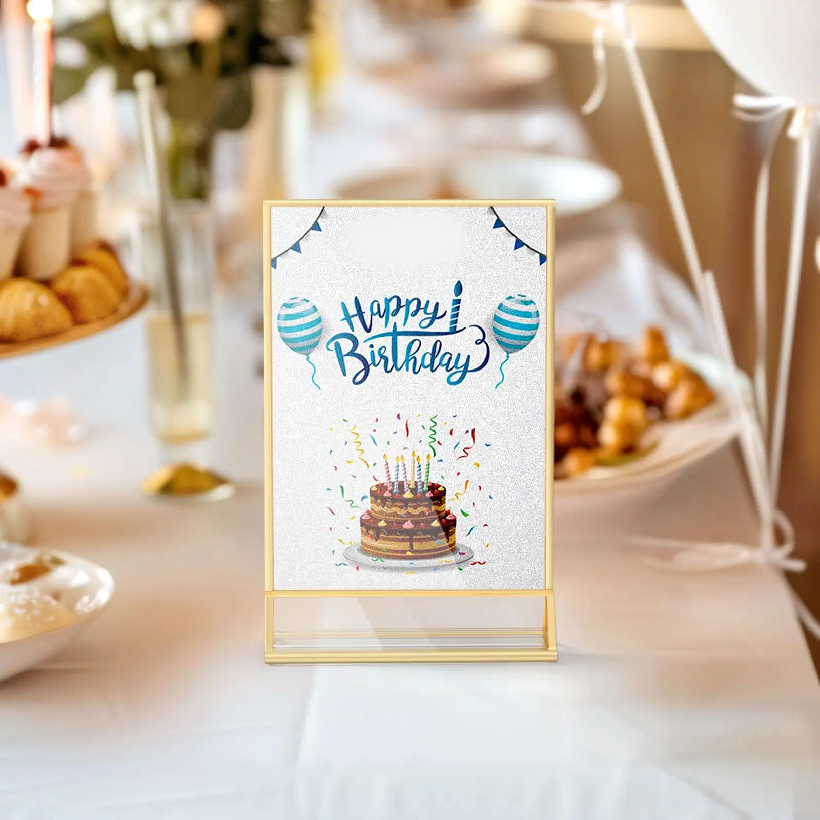 Gold Acrylic Sign Holder Wedding Table Numbers Picture Frames Menu Holder Table Decor for Restaurant Signs Photos Art Display
