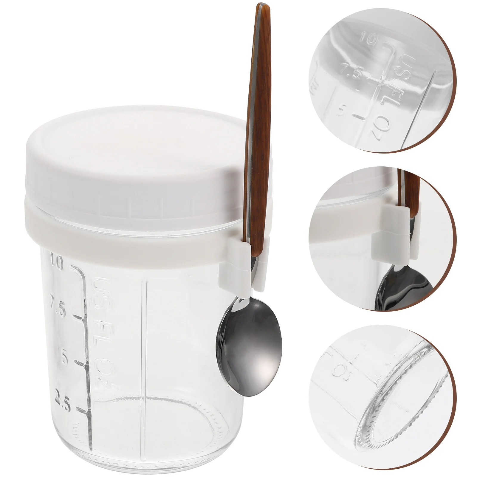 

Portable Breakfast Cup Glass Yogurt Oatmeal Container Transparent Food Grade Safe Simple Stylish Non Leaking Lid Design Compact