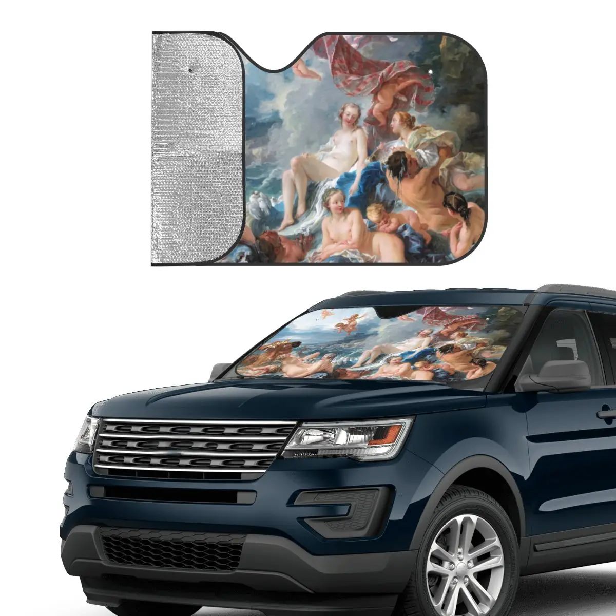 Francois Boucher Romantic Windshield Sunshade Europe Renaissance Creative Car Front Windshield Car Sunshade Heat Reflector