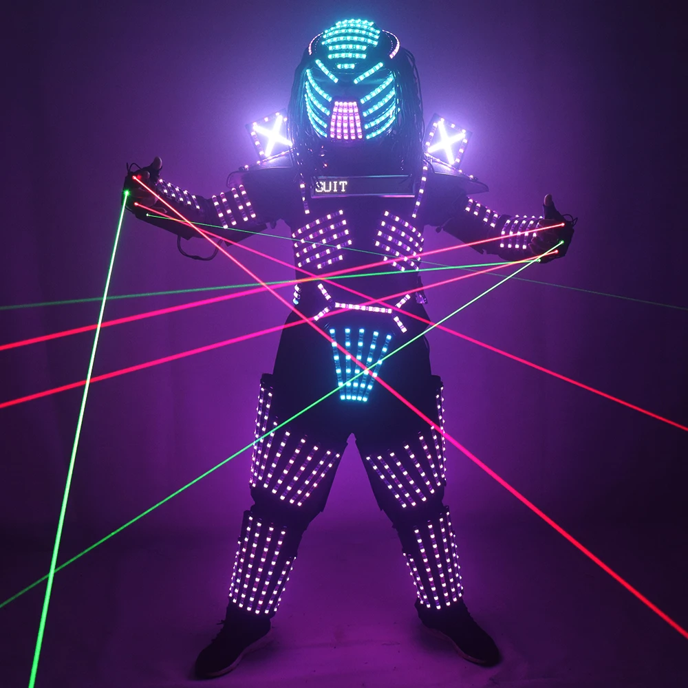 LED Robot Costumes Clothes LED Lights Luminous Stage Dance Performance Show Dress for Night Club