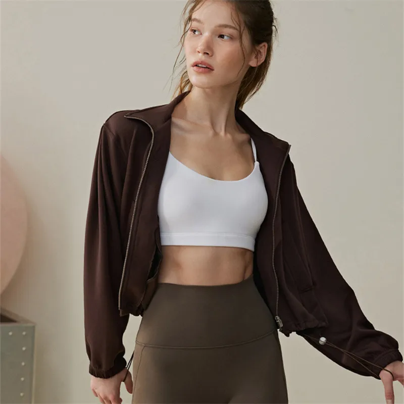 Traje de Yoga de manga larga para mujer, chaqueta de ejercicio de alta costura, Top de entrenamiento profesional para correr, ajuste suelto, Otoño e