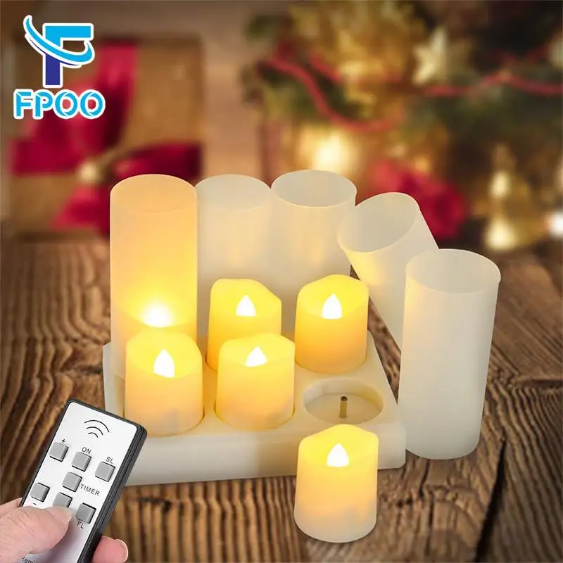 FPOO Led Candles Rechargeable Tealight Timer Remote Control For Birthday NewYear Christma Home Decoration Valentine's day Candle