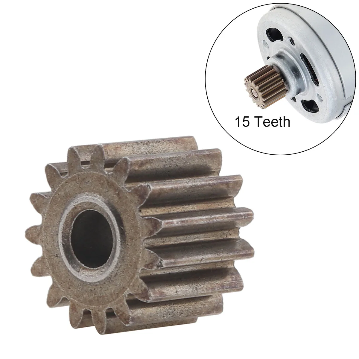 10.2mm 15 Teeth Diameter Replaceable Motor Gear for RS550 10.8V / 12V / 14.4V / 16.8V / 18V / 21V DC Motor