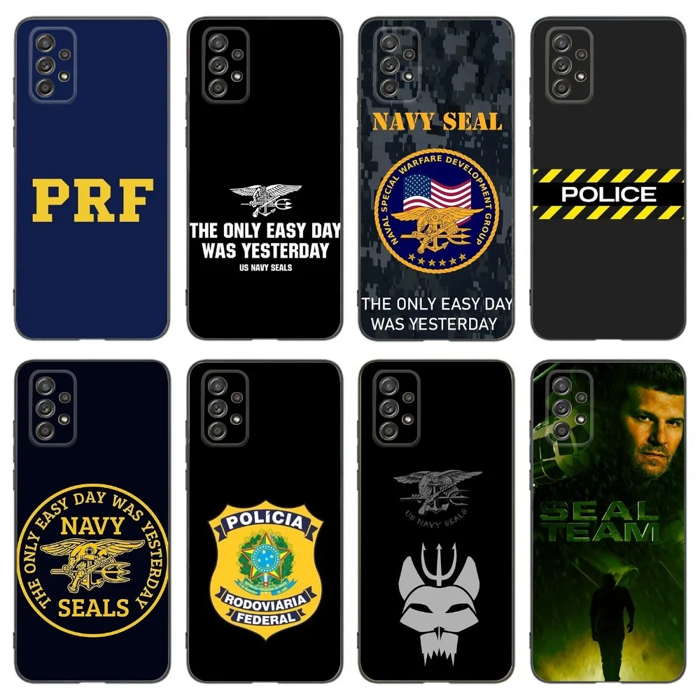 PRF Police SEAL Team Phone Case For Samsung Galaxy A13,A21s,A22,A31,A32,A52,A53,A71,A80,A91 Soft Black Phone Cover