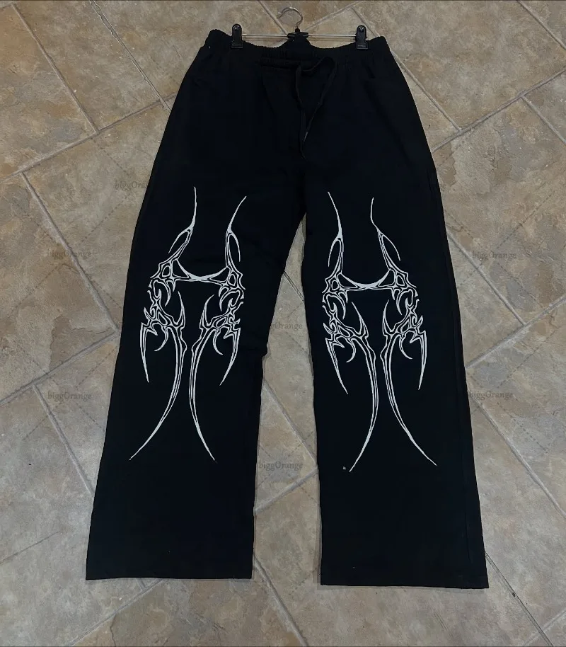 

Trendy Brand Harajuku Striped Print Casual Wide-leg Pants Men Y2k Gothic Punk Hip-hop Rock Classic Oversized Trousers Women