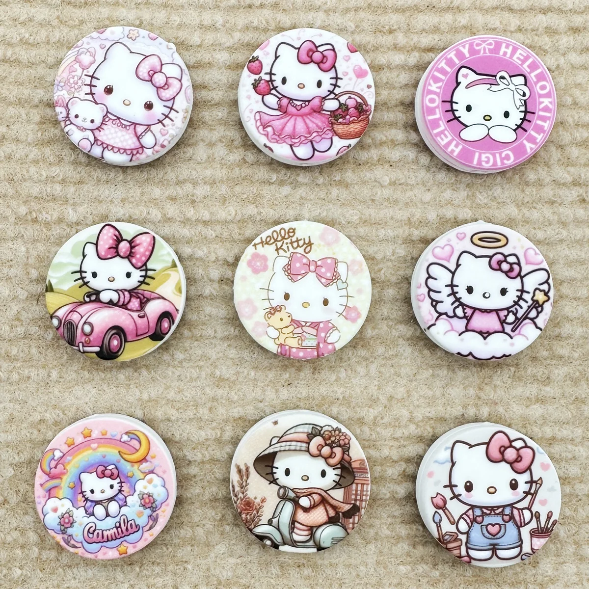 

10PCS Silicone Beads Printed KT Cat Beads Baby Pendant DIY String Pen Beads Nipple Chain Jewelry Accessories Wholesale Gifts