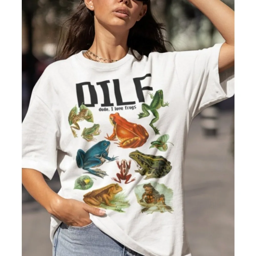 

Dude I Love Frogs Shirt DILF Unisex Tshirt Funny Frog T-shirt Harajuku Aesthetic Clothes New Arrival Harajuku Unisex Clothes
