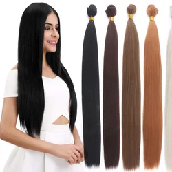 Bone Straight Hair Bundles 26inch Salon Natural Hair Extensions Fake Fibers Super Long Synthetic Yaki Straight Hair Weaving Full