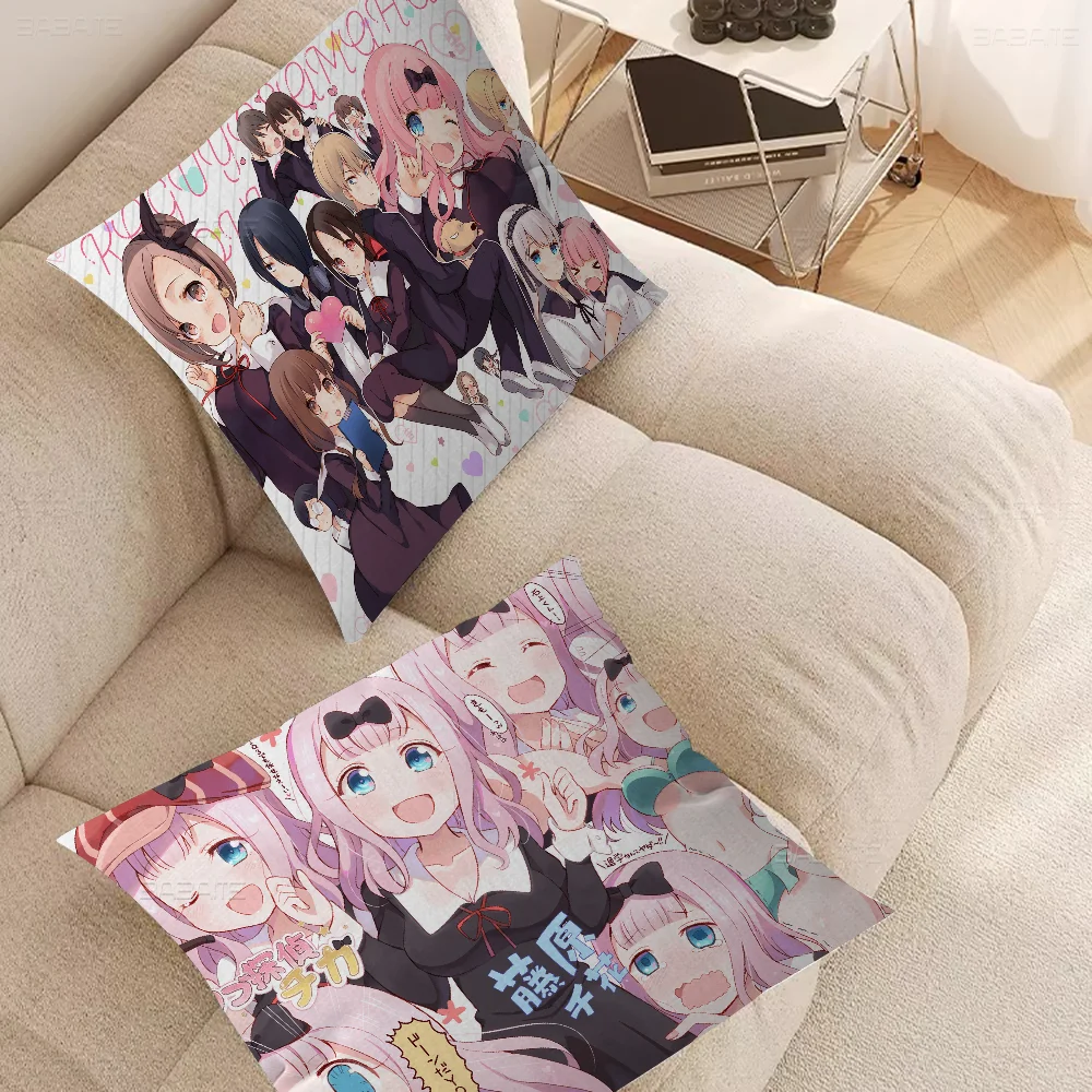 Anime Kaguya Sama Love Is War Decorative Room Aesthetics Pillow Case Home Decor Bedroom Sofa Bed Couch Pillow Cover 45x45