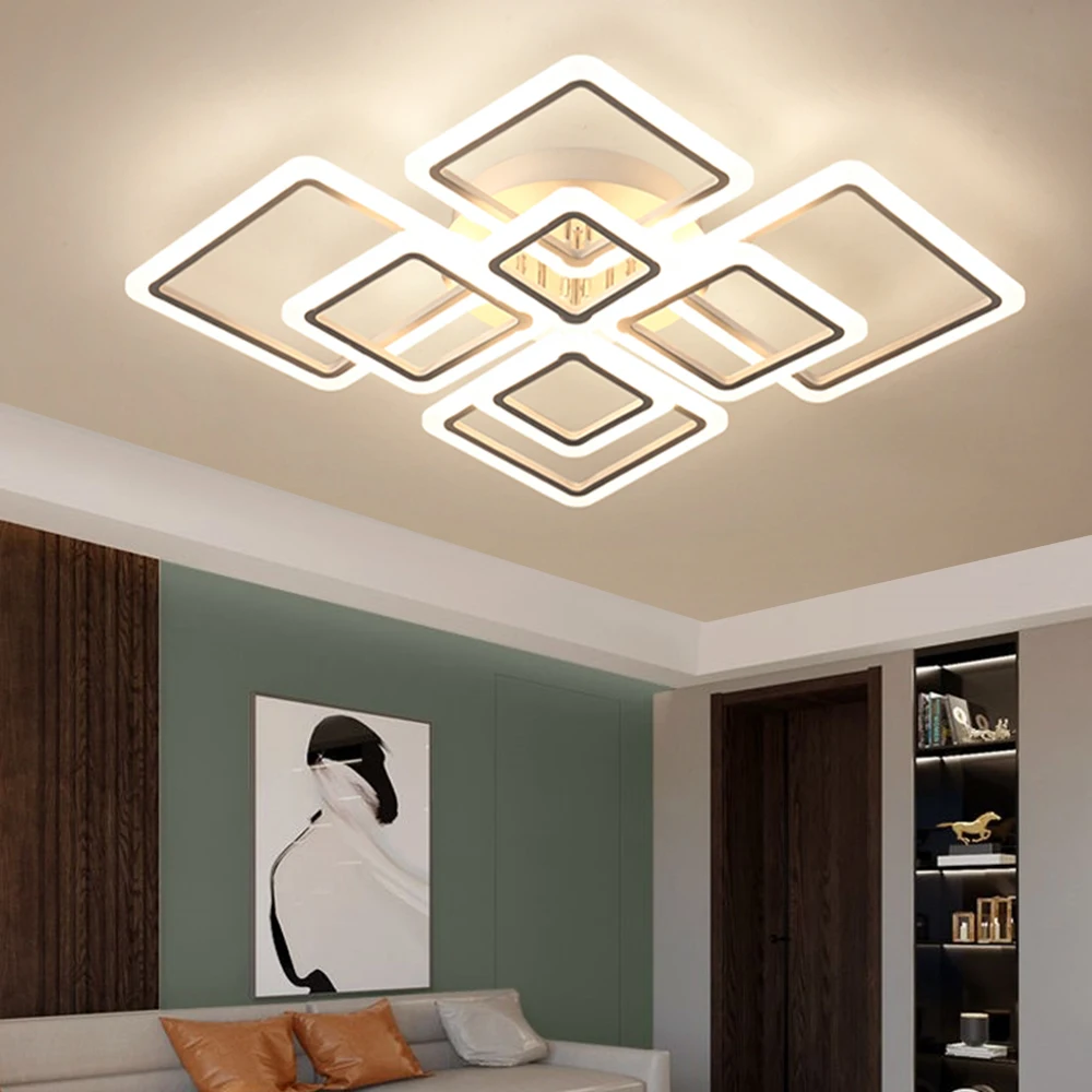 Ceiling chandelier square led lights Remote control app control bedroom lamps Interior lustre house modern ceiling chandelier