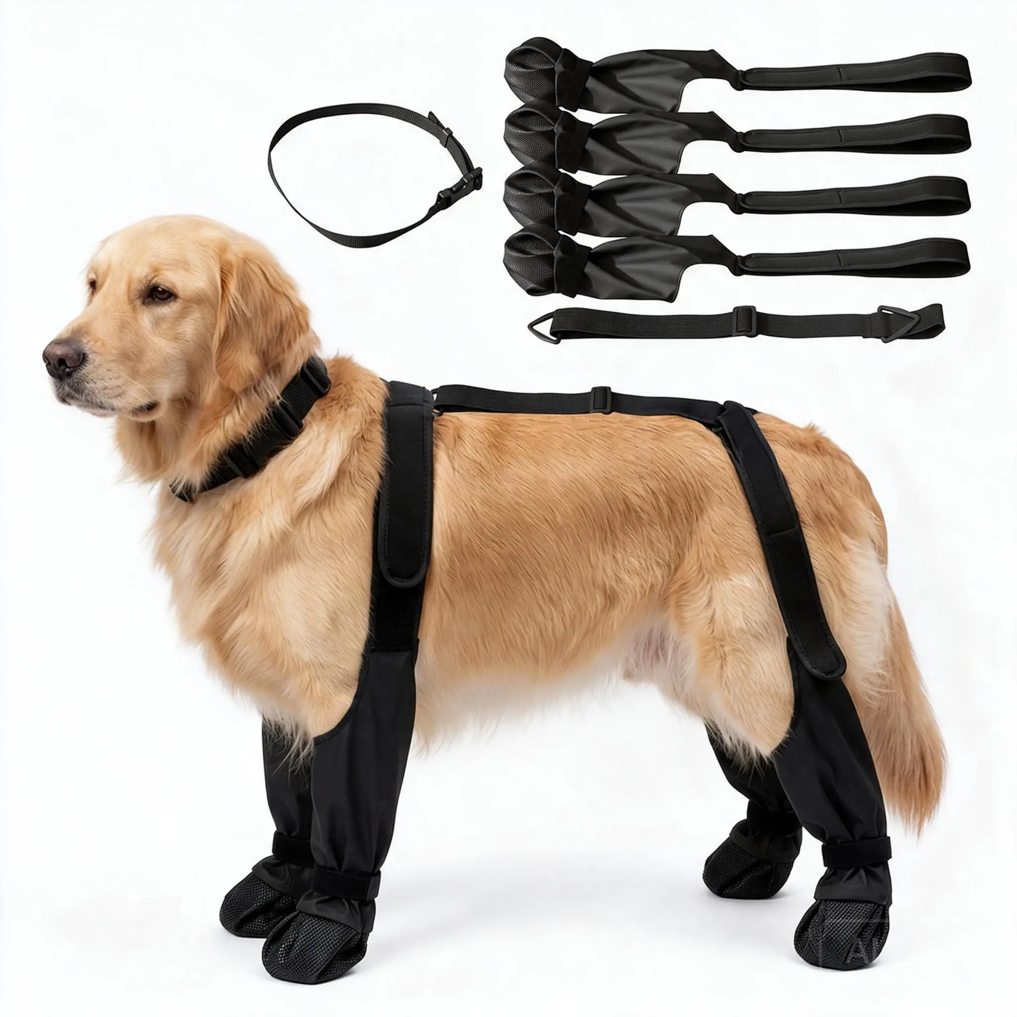 Waterproof All In One Dog Boots Double Adjustable Anti Puncture Wear Resistant Storable Outdoor Pet Paw Protectors For Walking