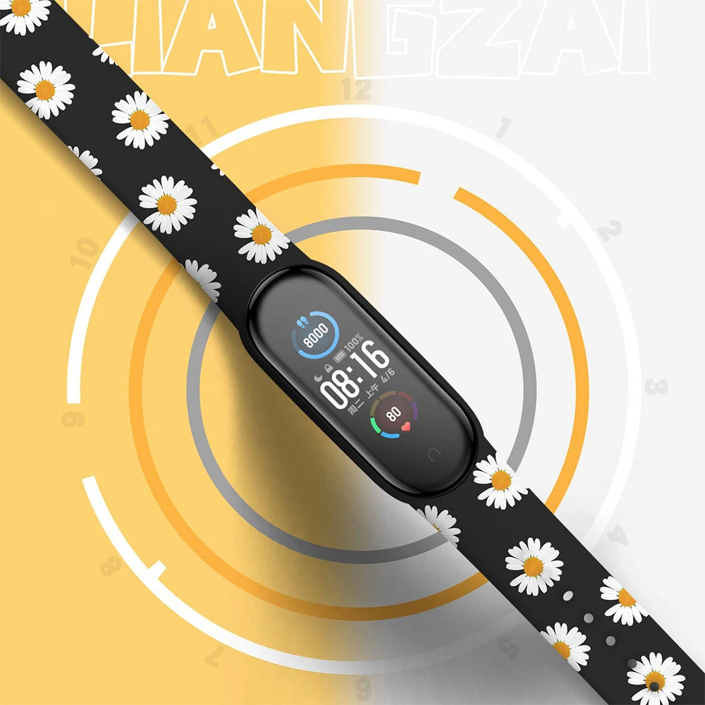 Para xiaomi mi banda inteligente 7 cinta daisy pulseira de substituição esporte pulso cor silicone pulseira compatível xiaomi banda 6 5 4 3