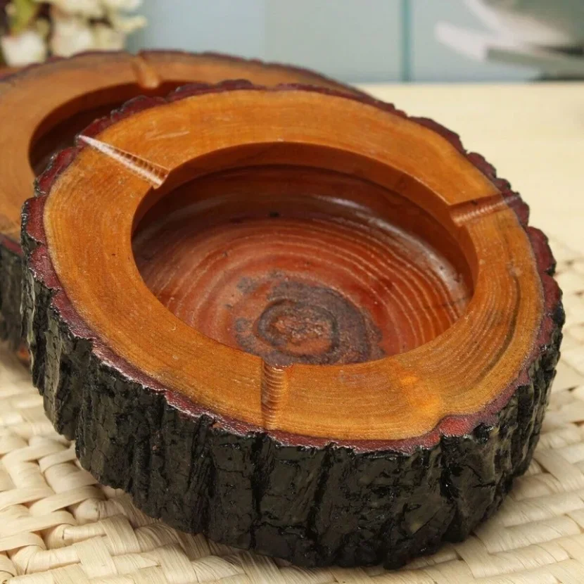 Wooden Ashtray Round Tobacco Cigarette Ashtray Winter Home Smoking Accessories 1PC