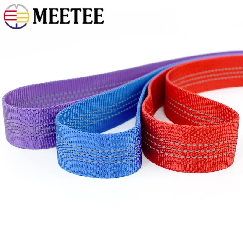 2/4/10M 25mm Reflective Tubular Webbing Tape Double-layer Ribbon For Bag Belt Backpack Strap Bias Binding DIY Sewing Accessories