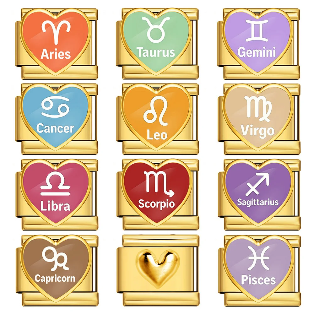 Original Design 12 Sternzeichen Italienisches Gliederarmband 9mm Edelstahl Armband DIY Damen Herren Charms Schmuck Großhandel Herstellung – Detail 1