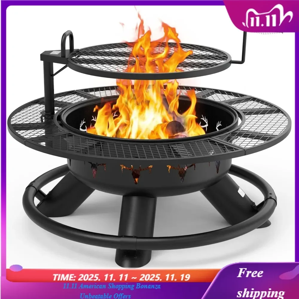 

Outdoor Fire Pit with Poker Extra Large Wood Burning 47 Inch Grill Included