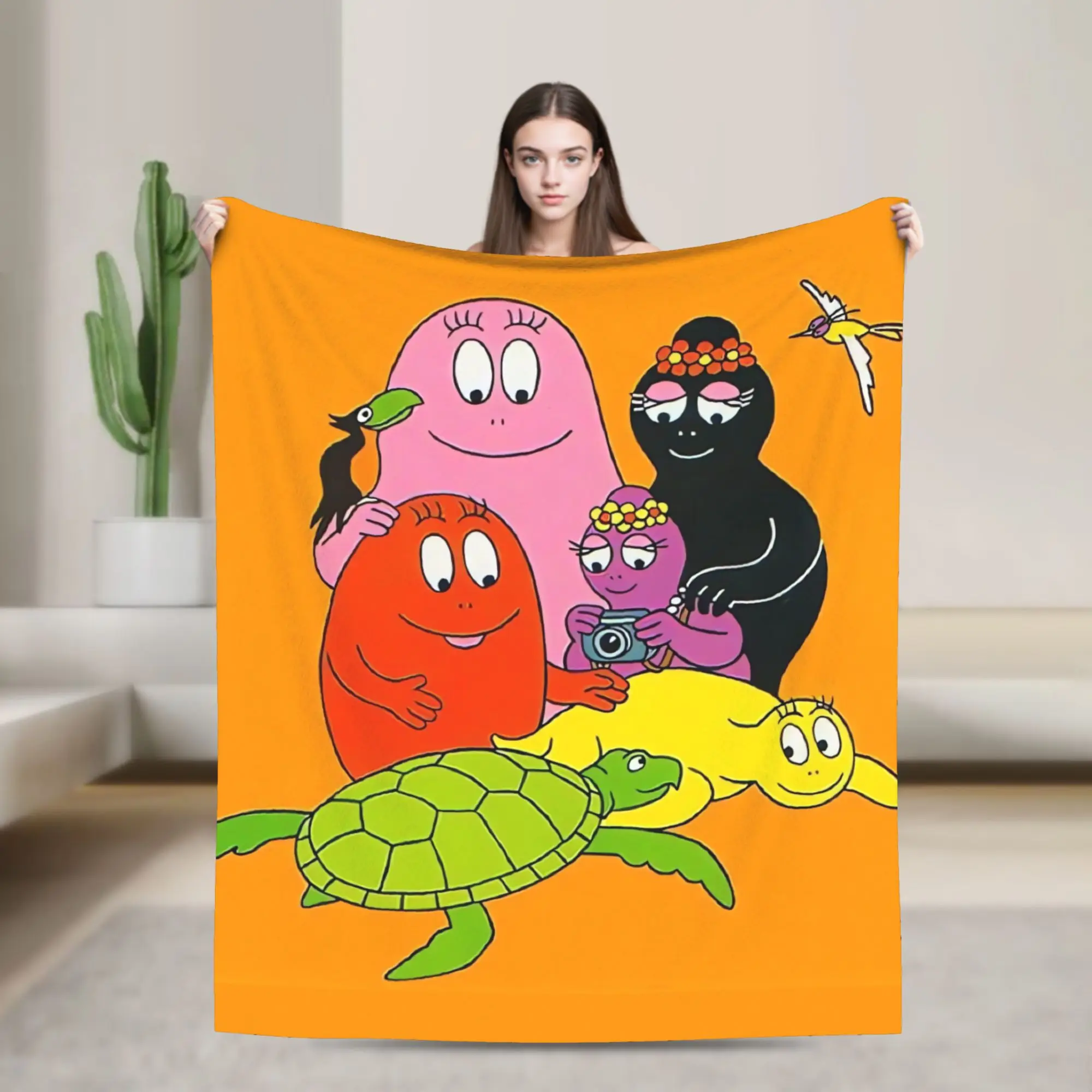 Barbapapa Barbamama Blanket  Camping Flannel Throw Blanket For Outdoor Warm Soft Customized Quality Bedspread Gift Idea