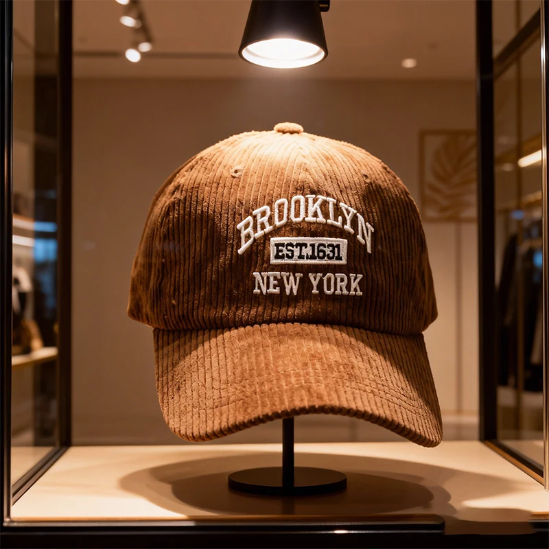 Lettered corduroy baseball cap, unisex, versatile, fashionable and trendy, sunshade, versatile baseball cap