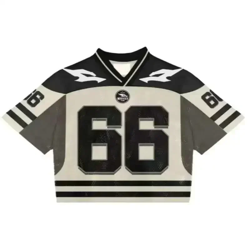 Y2K American T-shirt Harajuku Hip Hop Fashion Football Jersey Streetwear Vintage Casual Breathable Splicing Loose Short Sleeve image 4