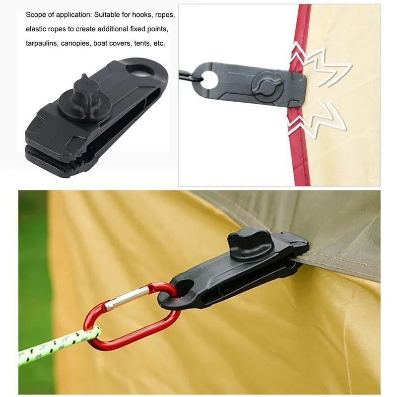 10pcs/Lot Tent Plus Pull Point Fixing Clip Outdoor Camping Canopy Hook Big Tent Clip Windproof Barb Clip