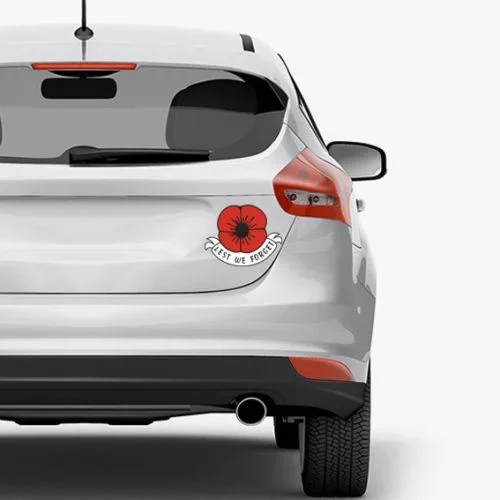 لـ Lest We Forget Memembrance Day رمز زهرة الخشخاش، السيارة، النافذة، الثلاجة