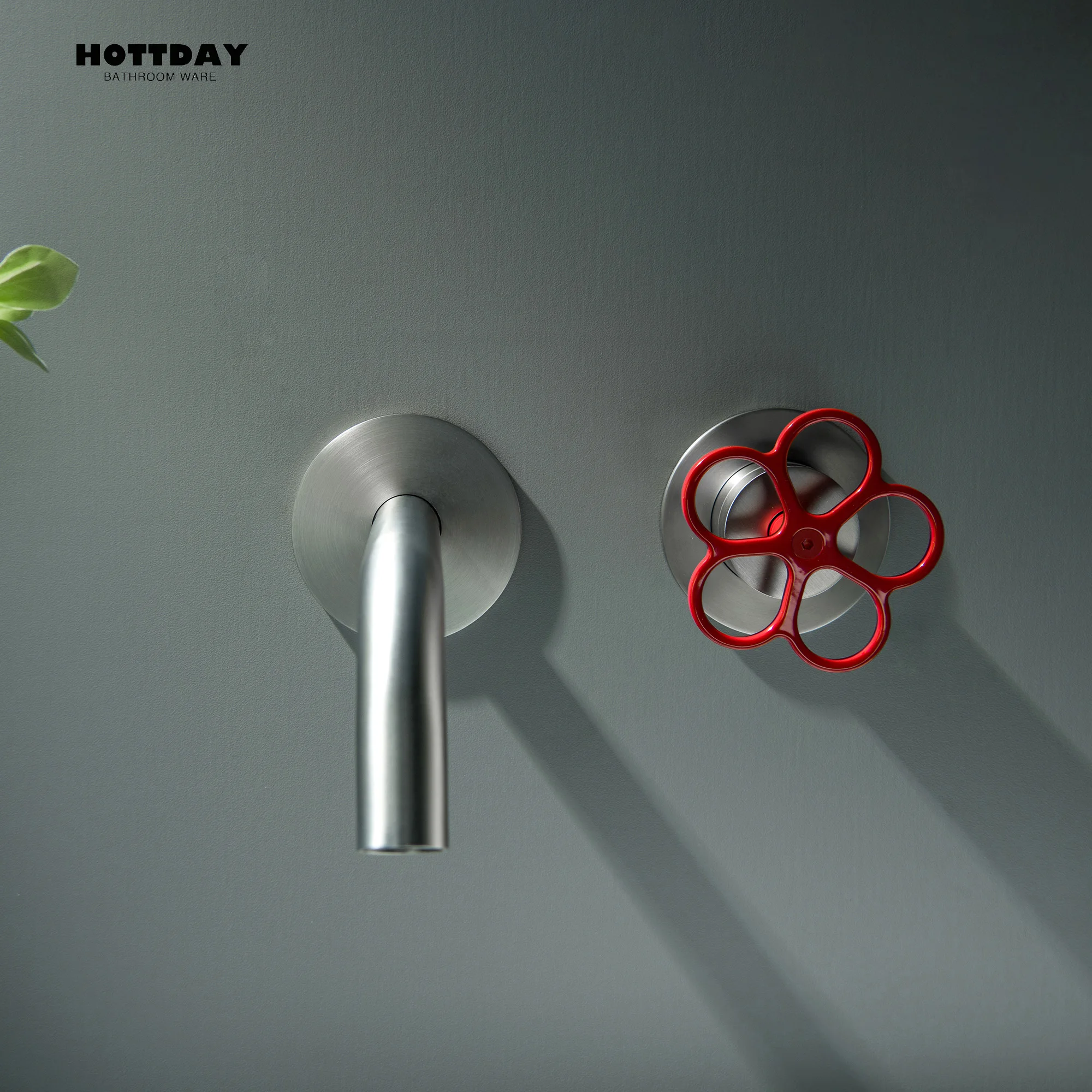 luxury brass brushed nickel bathroom faucet with simple tap embedded design and dual hole hot and cold water basin Mixer