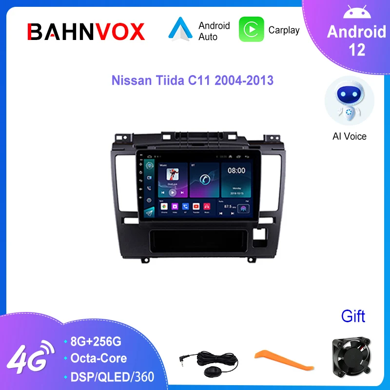 

9" Android 12.0 Car Radio For Nissan Tiida C11 2004 2013 GPS Navigation 4G+WIFI Stereo Multimedia Video Player Head Unit DSP