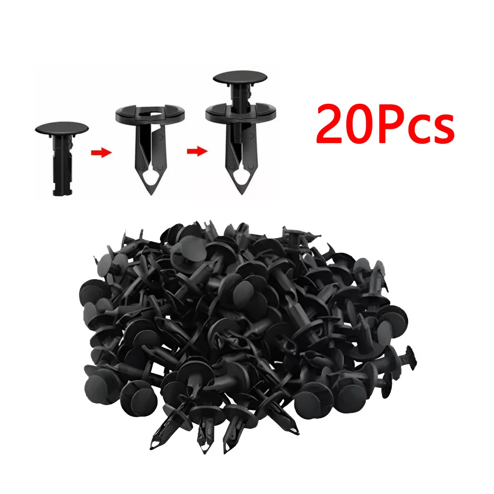 

8mm Car Retainer Clips Plastic Fasteners Kit Auto Trim Panel Clip Black Car Body Bumper Rivet Set Replacement Push Pin 20Pcs