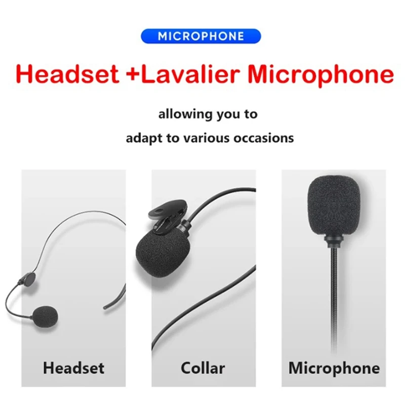 หูฟังไร้สายแบบพกพา UHF/ไมโครโฟน Lvalier พร้อมเครื่องส่งสัญญาณและตัวรับสัญญาณ Bodypack เอาต์พุต 1/4 นิ้ว 1 ถึง 1 ใช้งานง่าย