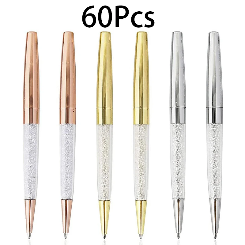 

60Pcs Weeding Pen Metal Rose Gold Crystal Ballpoint Pen For Promotional Gift