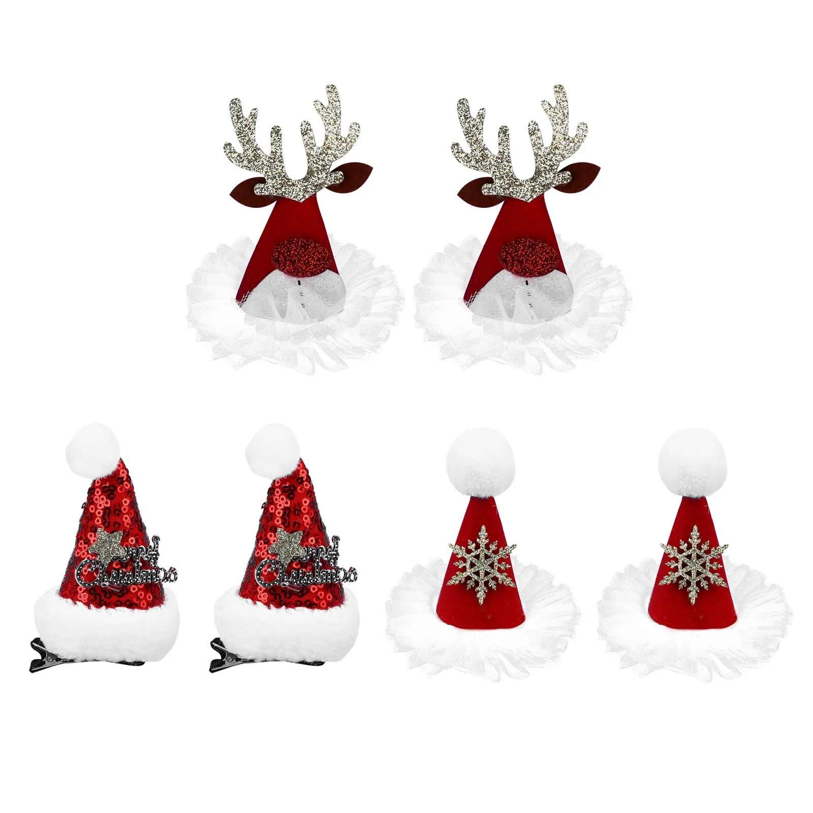 

6Pcs Christmas Hair Clips Kids Santa Hat Style Hairpin Decorative Accessories Festival Party Gift Christmas Hat Hair Clips