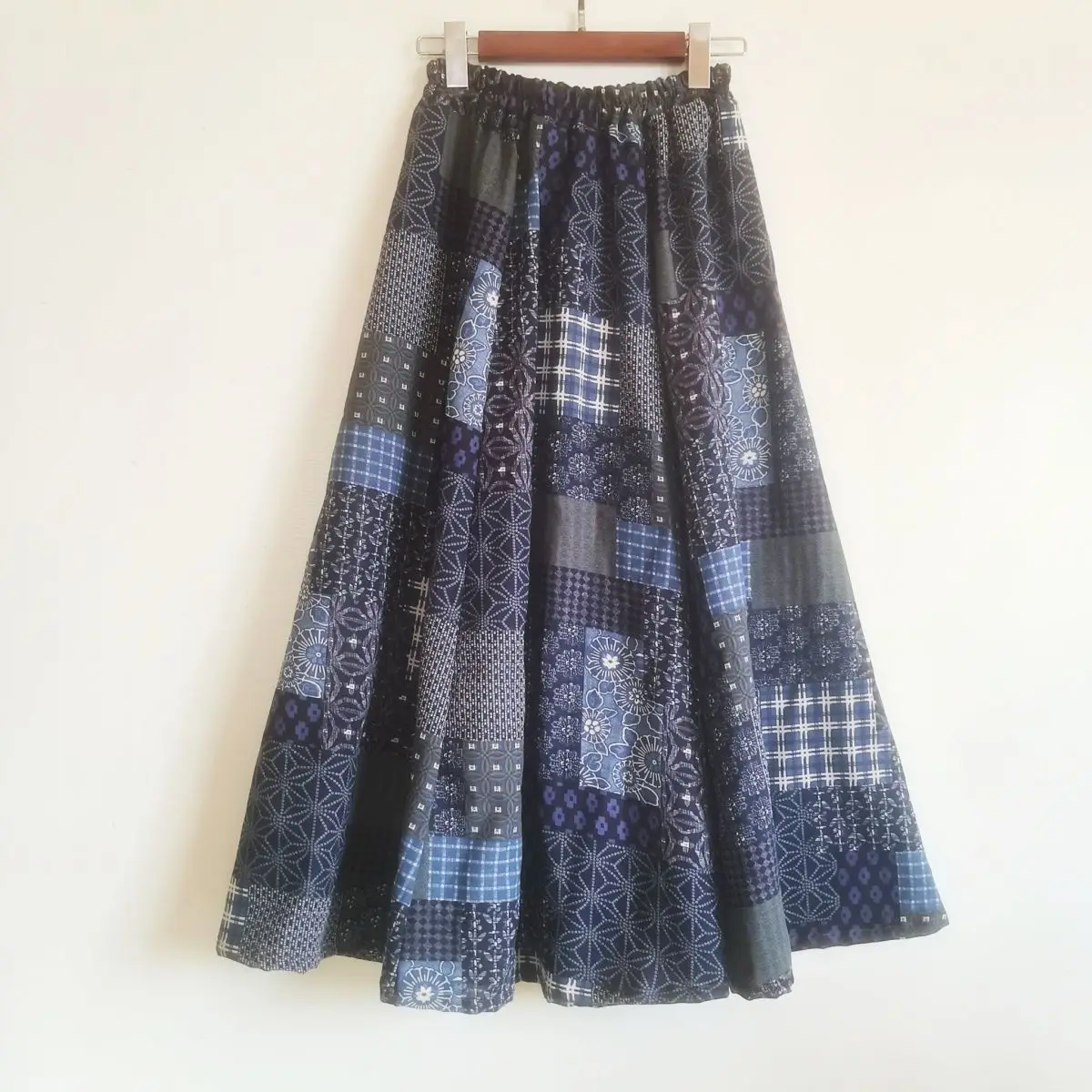 Korejepo New Wasteland Wind Splicing Skirt Women Clearance Spring Autumn Summer Skirts Plaid Basket Bohemian Long Bottoms