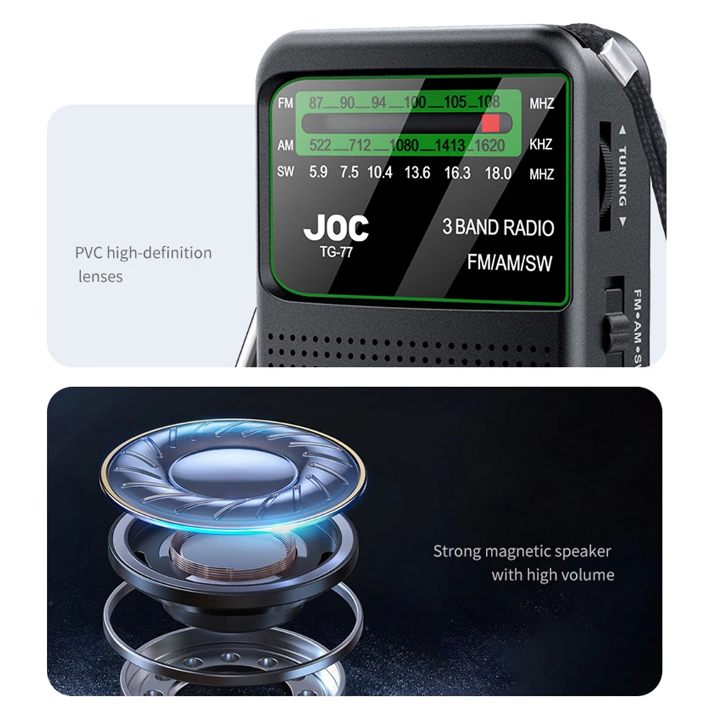 Battery Operated Radio FM AM SW Radio Built-in Speaker Transistor Radio Support Auto Search Radio Player for Senior Home Walking