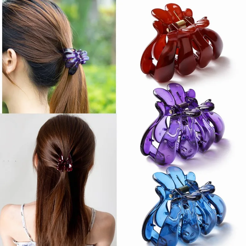 Korean Women Girls Plastic Hair Claws 6cm Long Hair Crab hair clipa free shipping Red Hairclip Hair Accessories Fashion Style