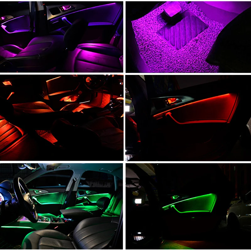 For Audi Q7 2010-2021 Car Dashboard Panel Door Footwell LED Atmosphere Lamp Bar Luminous Strip Ambient Light 32/64 Colors