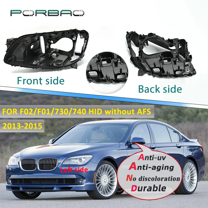 

PORBAO Headlight Housing Base Plastic Black For F01/F02/730/740 HID Front Left&Right Without AFS 2013 2014 2015 Car Accessories